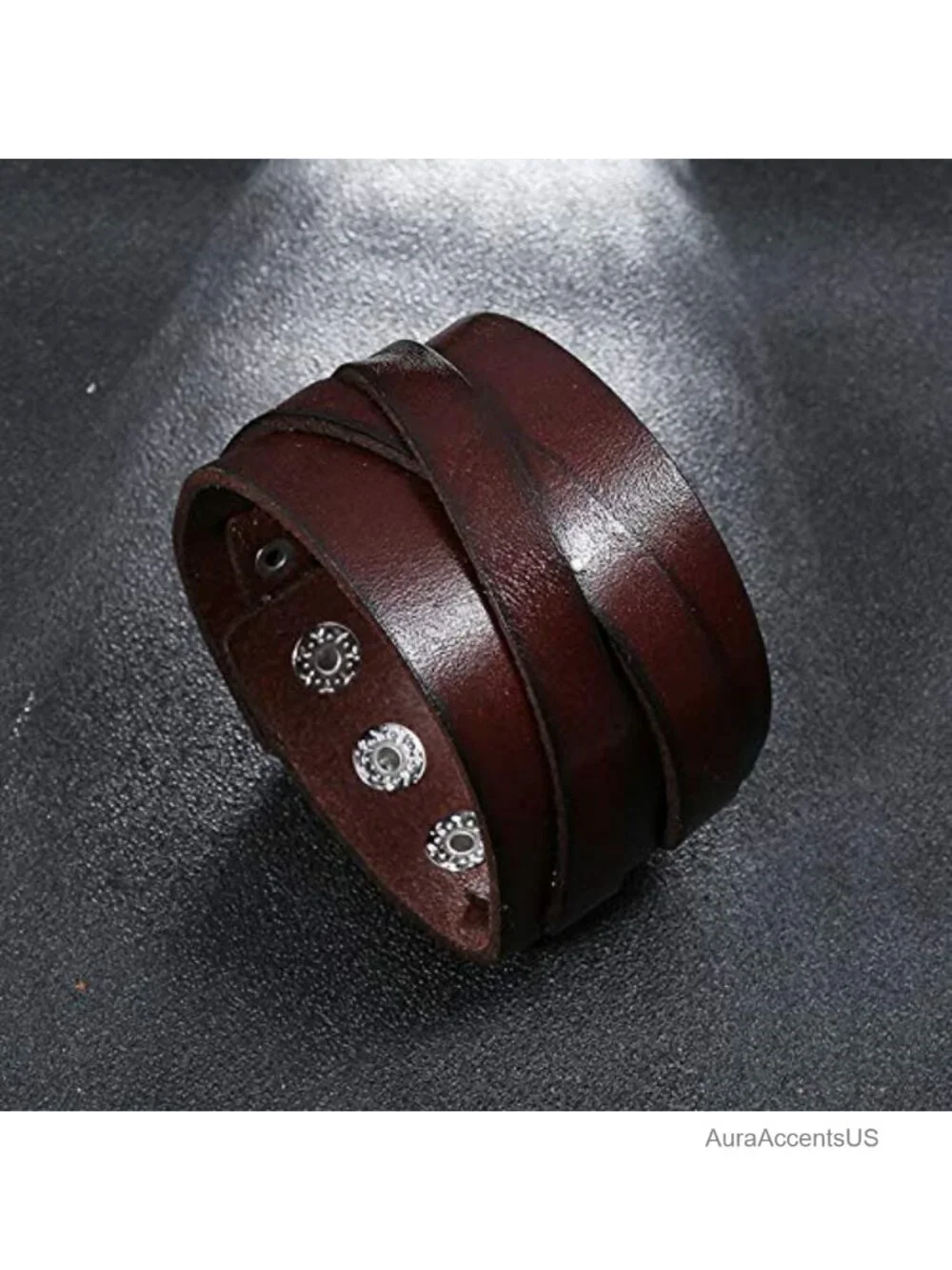Punk Leather Cuff Bracelet Adjustable Unisex Goth Rock Wristband